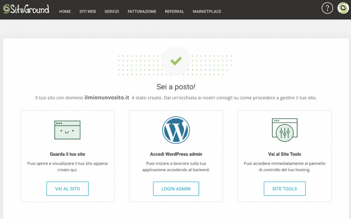 installare wordpress su siteground